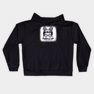 Purple up for military kids Messy bun Military child Month Kids Hoodie